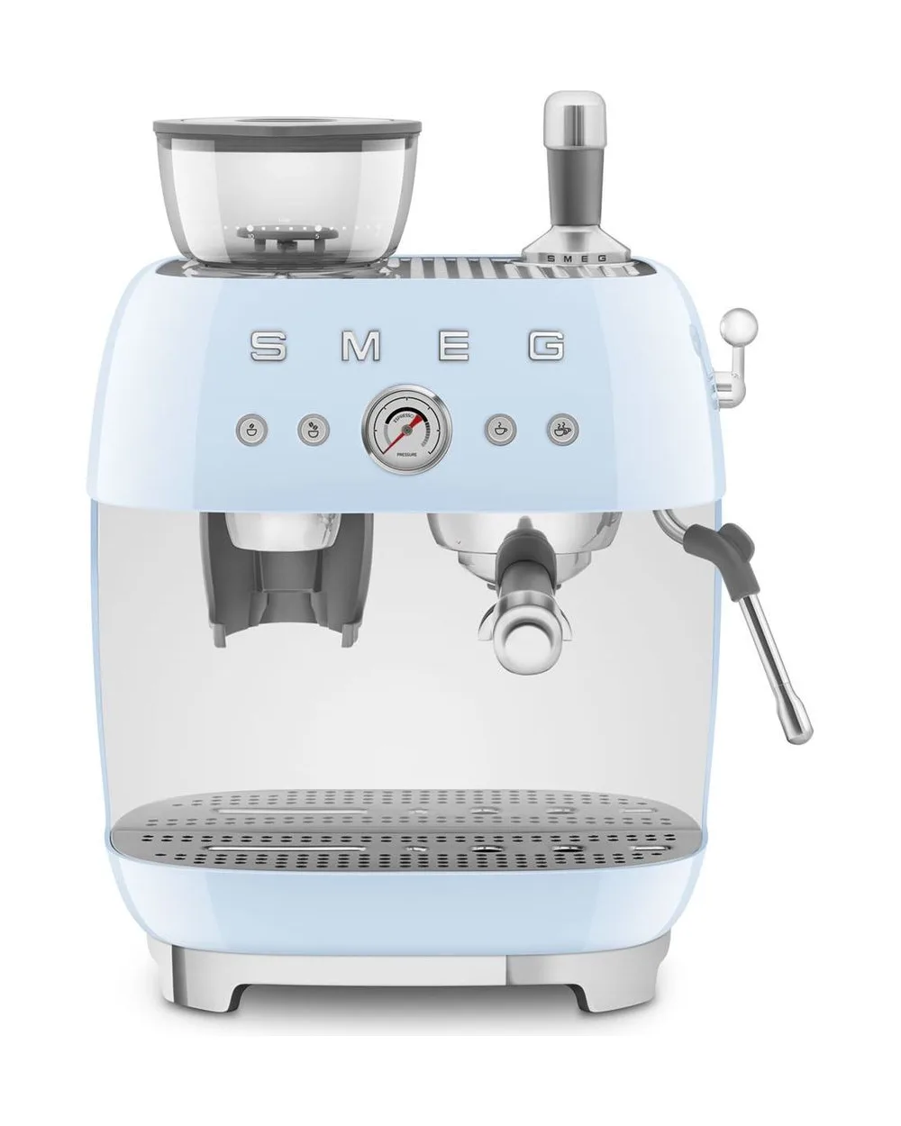 Рожковая кофеварка Smeg EGF03 с кофемолкой, голубая