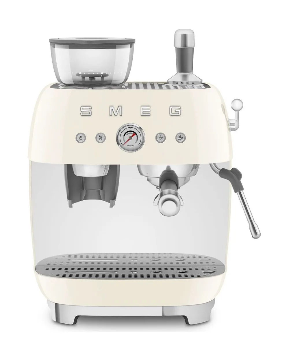 Рожковая кофеварка Smeg EGF03 с кофемолкой, кремовая