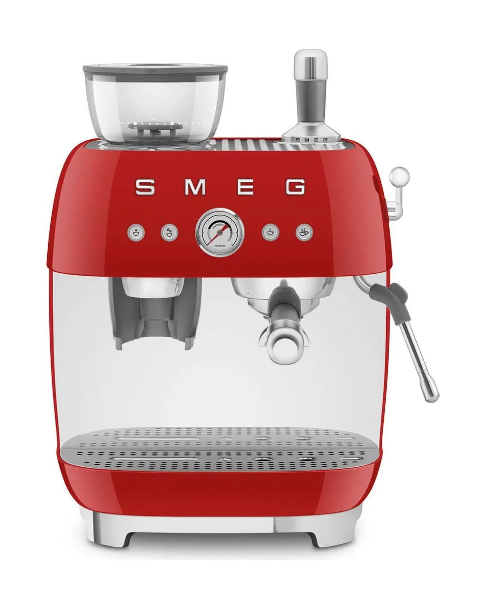 Рожковая кофеварка Smeg EGF03 с кофемолкой, красная